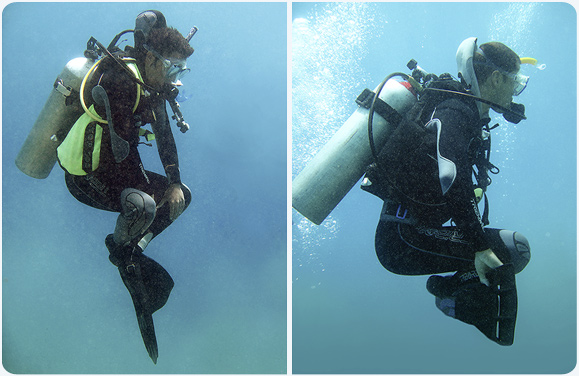Alvaro & Hugo als Unterwasserbuddhas