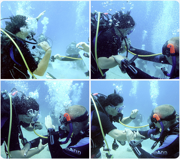 no air panicking diver